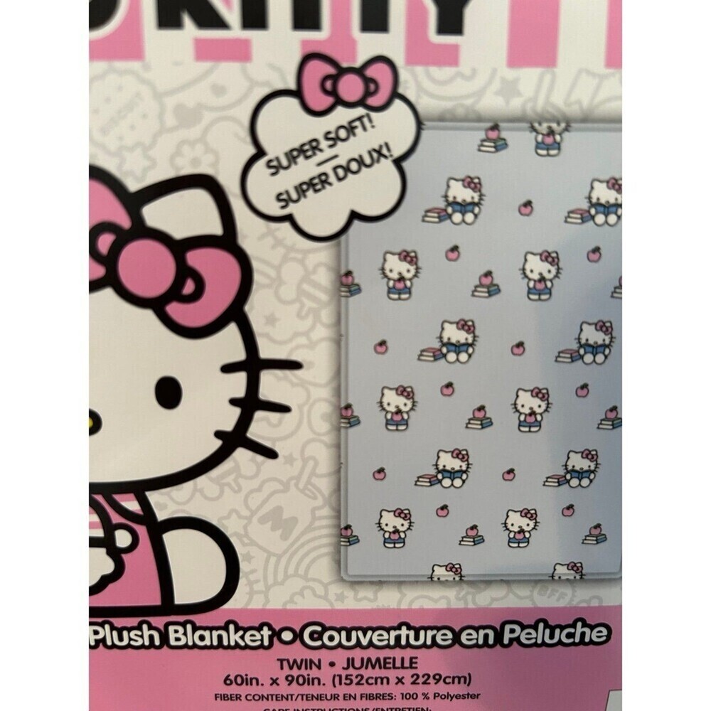 Hello kitty back to school book twin blanket d