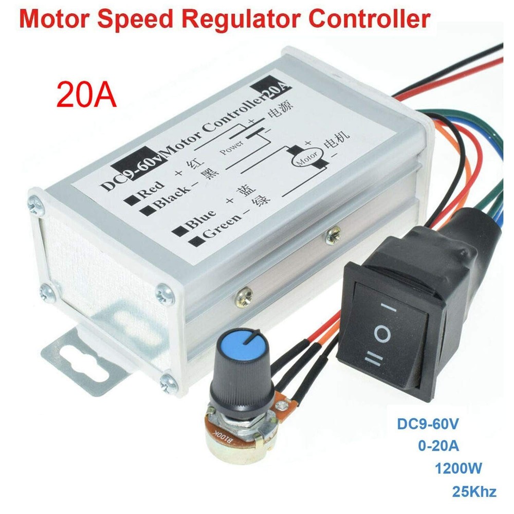 DC Motor Speed Controller DC 9-60V Pulse Width Modulation Regulator 20A 1200W...