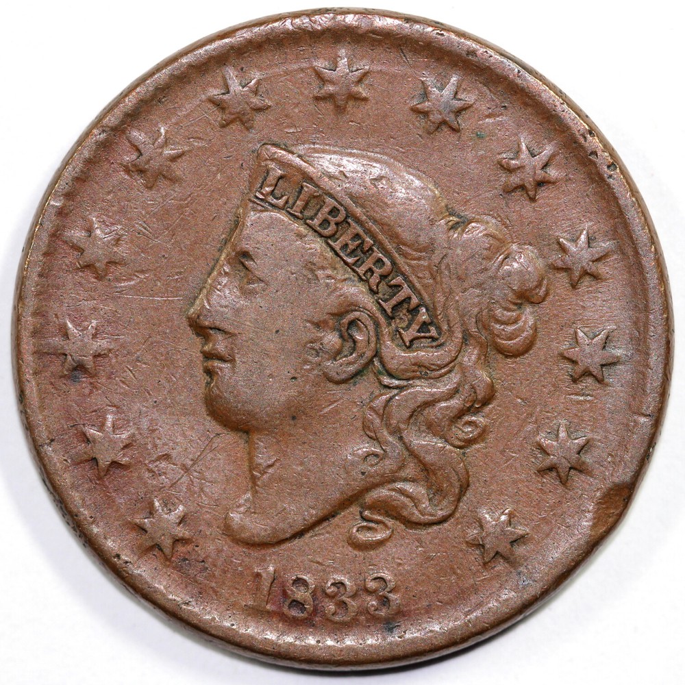 1833 1c Matron Head Large Cent