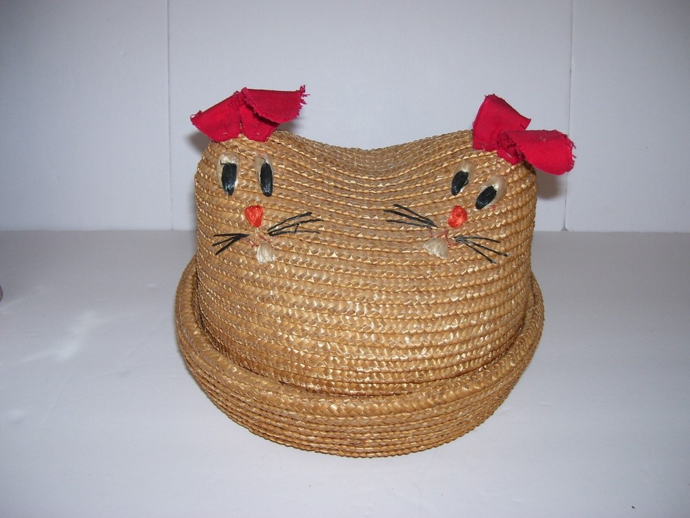 Vintage Straw Nesting Double Bunny Basket