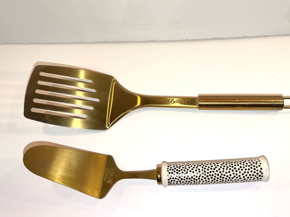 Thyme & Table Gold Stainless Slotted Spatula & Cake Server