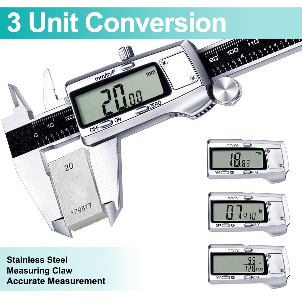 Digital Caliper, Caliper Measuring Tool, Micrometer Dial Vernier Caliper Digi...