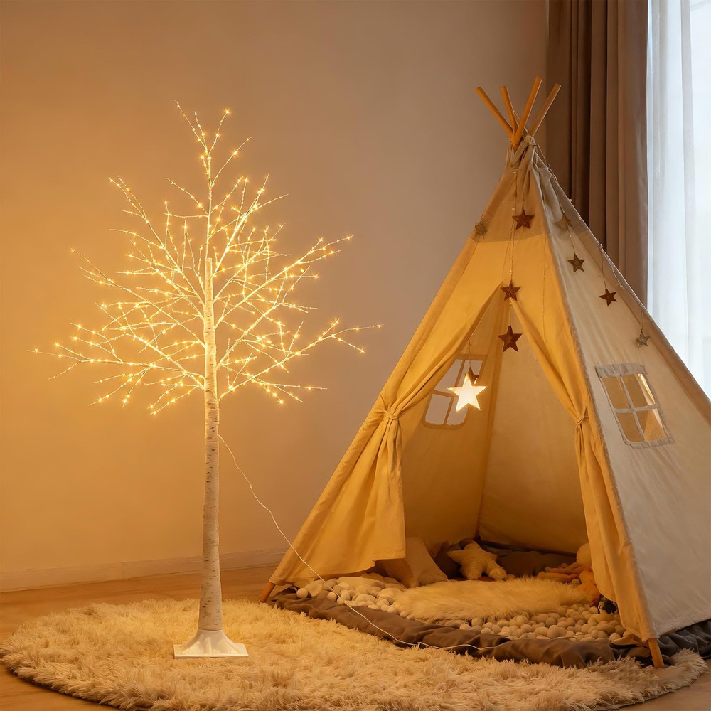 5FT White Firefly Tree with Lights - Lighted Firefly Tree with 350 Warm White...