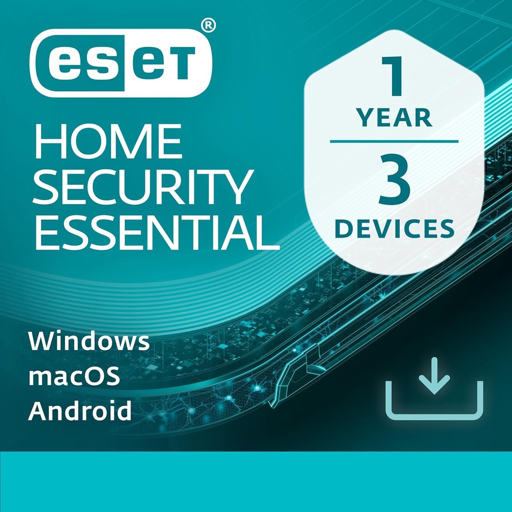 ESET HOME SECURITY ESSENTIAL ANTIVIRUS 2025 3 DEVICE 1 YEAR PC MAC ANDROID EMAIL