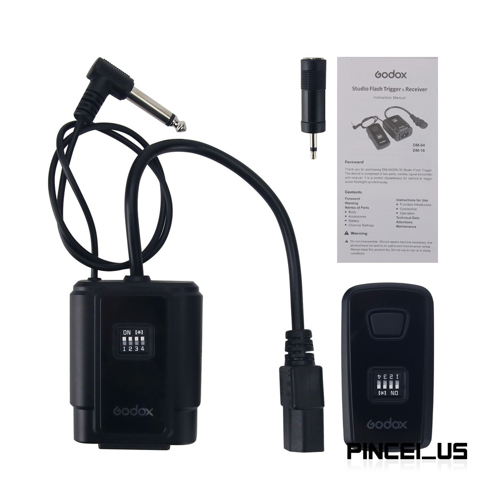 Godox DM-16 Studio Flash Trigger Set Transmitter+Receiver For DE300 DE400 SK300