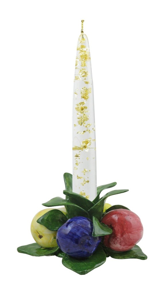 Authentic Italian Porcelain Assorted Fruit Candle Holder