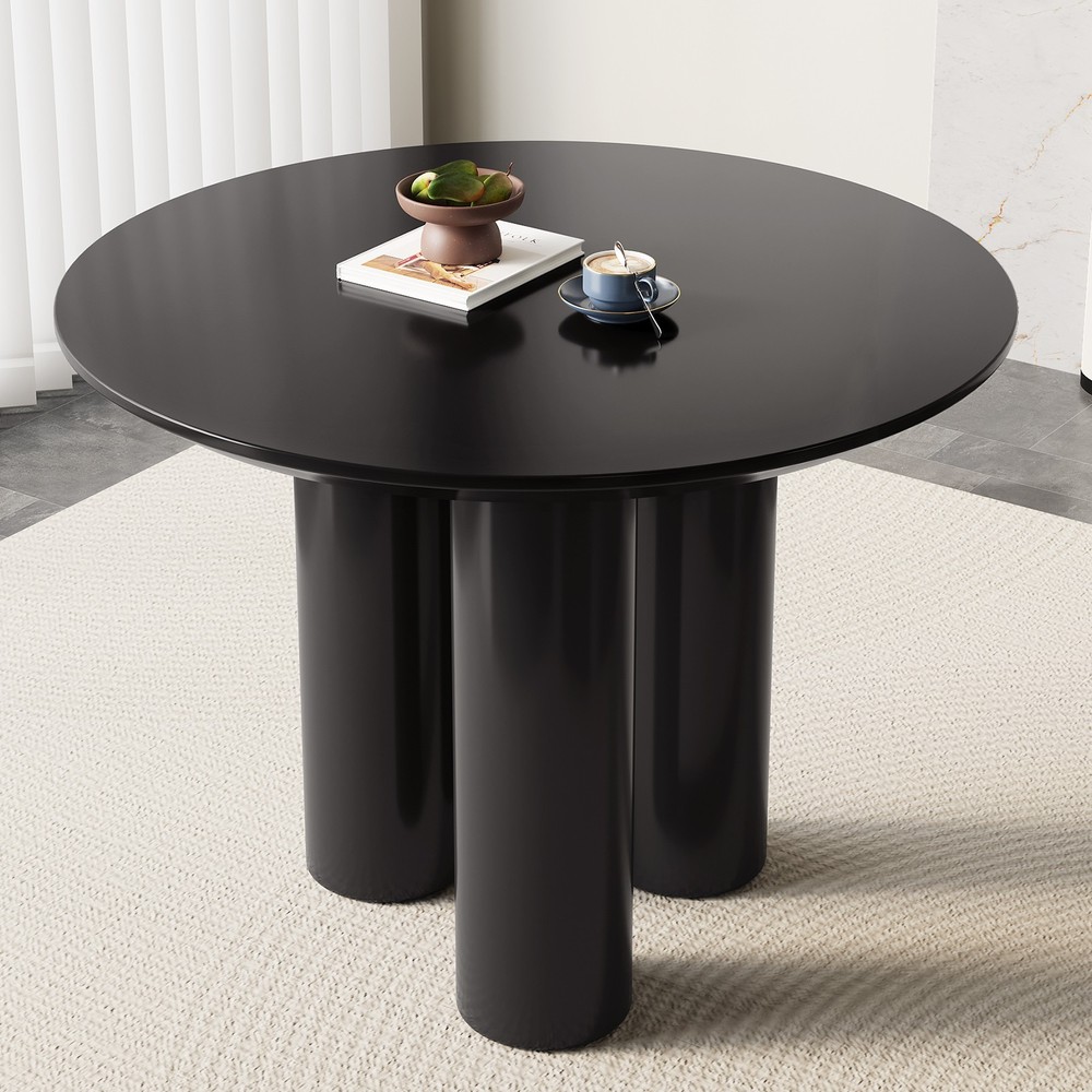 39" Round Dining Table Black Modern Kitchen Table Dining Room Table for 2-4