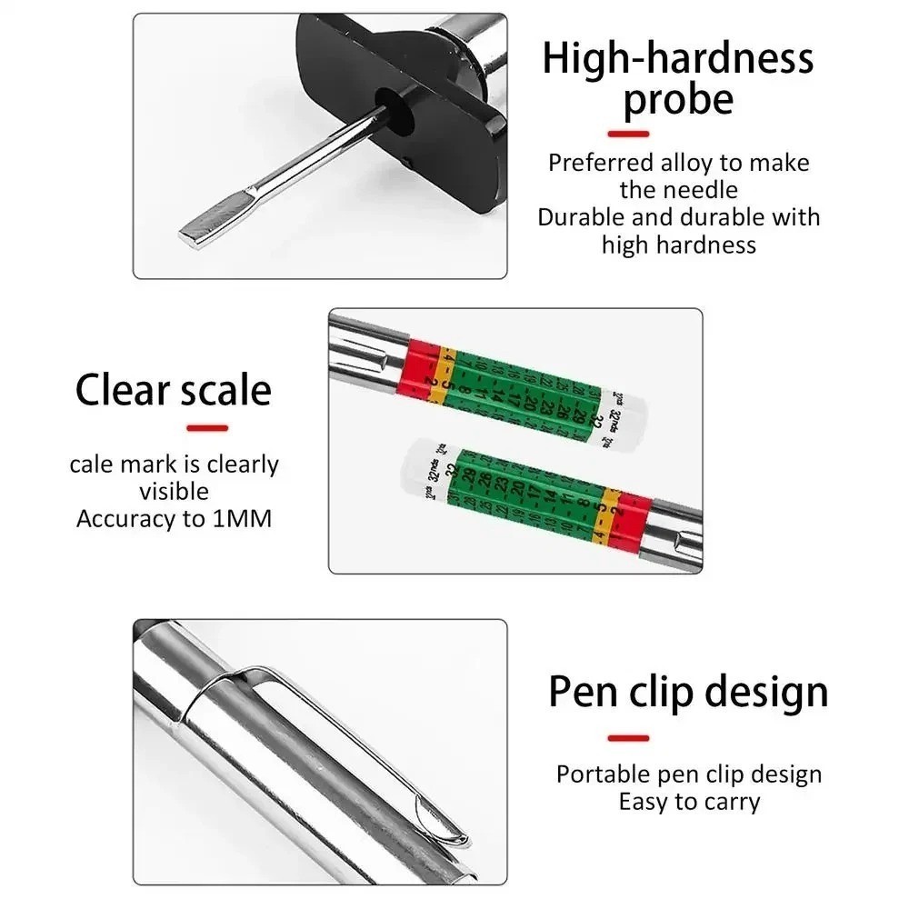 2PCS Car Tire Tread Depth Gauge Kit, Tire Thread Depth Meter Tool Color Coded