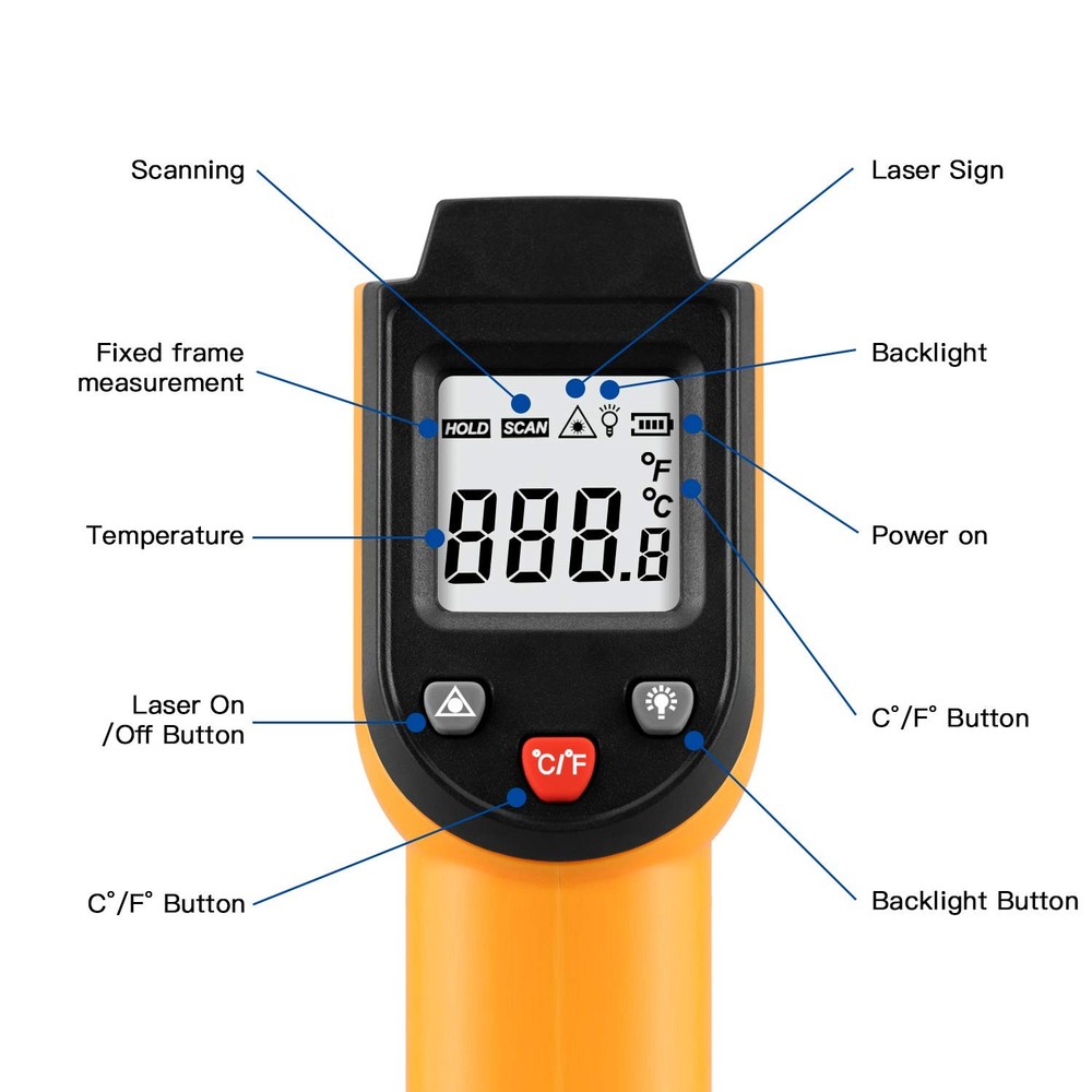 Infrared Temperature Gun Non-Contact Orange