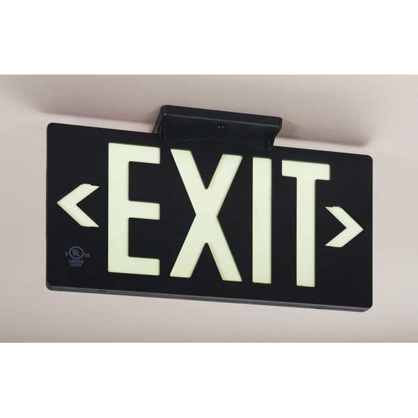Exit Sign, Plastic, 15-7/8" W, 8-5/8" H, Exit (Double Arrows), Black, Gran1386