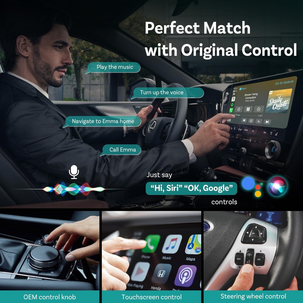 OTTOCAST Mini 2025 Wireless CarPlay & Android Auto 2-in-1 Mini, Black
