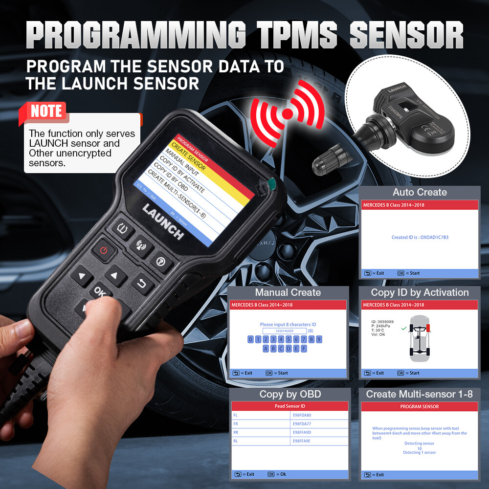 LAUNCH CRT5011E TPMS Relearn Tool Tire Pressure Sensor Programing Diagnosis Tool