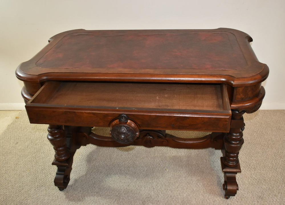 Victorian Walnut Library Table Belter Style