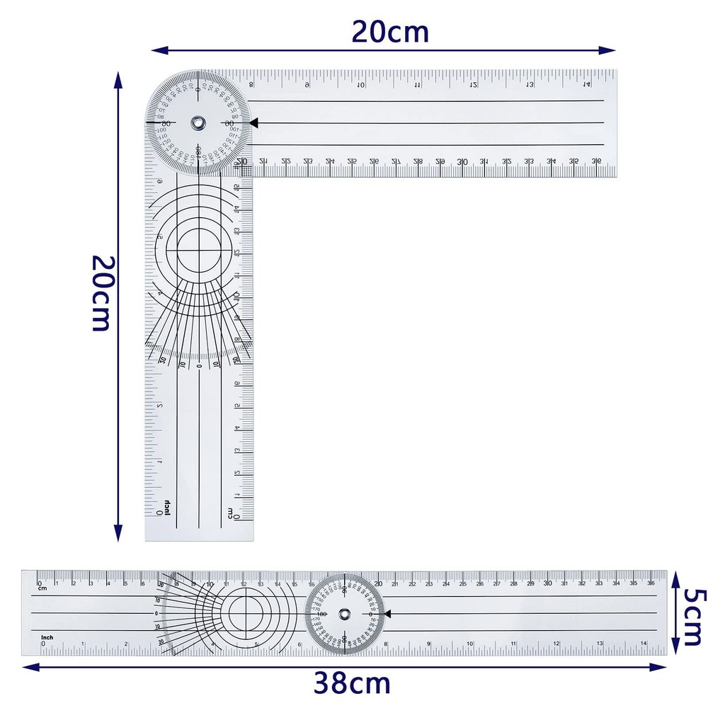 Plastic Goniometer Quick Angle Protractor Clear Angle Finder Angle Ruler With 7