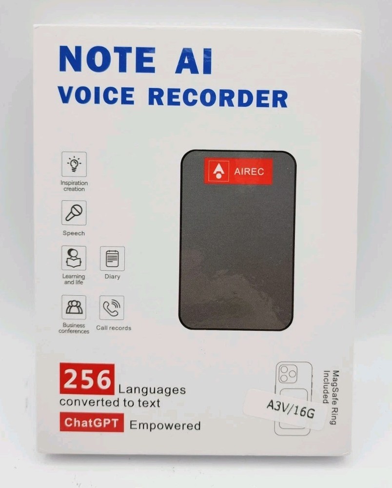 Note Ai Voice Recorder 256 Languages Converted To Text A3V/16G Bluetooth 5.2