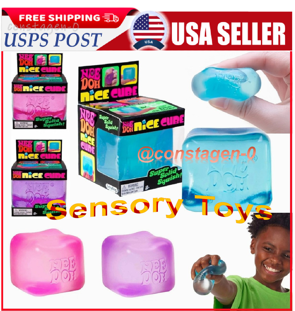 Nee Doh Nice Cube Ice Glitter & Glow Stress Fidget Toy Solid Squish Sensory Cube