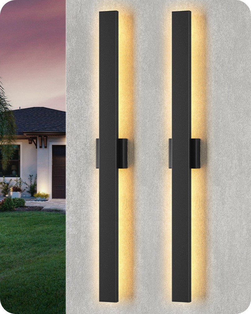 EDISHINE 39.3" Outdoor Wall Light Dimmable 3CCT IP65 Waterproof 2-Pack Black