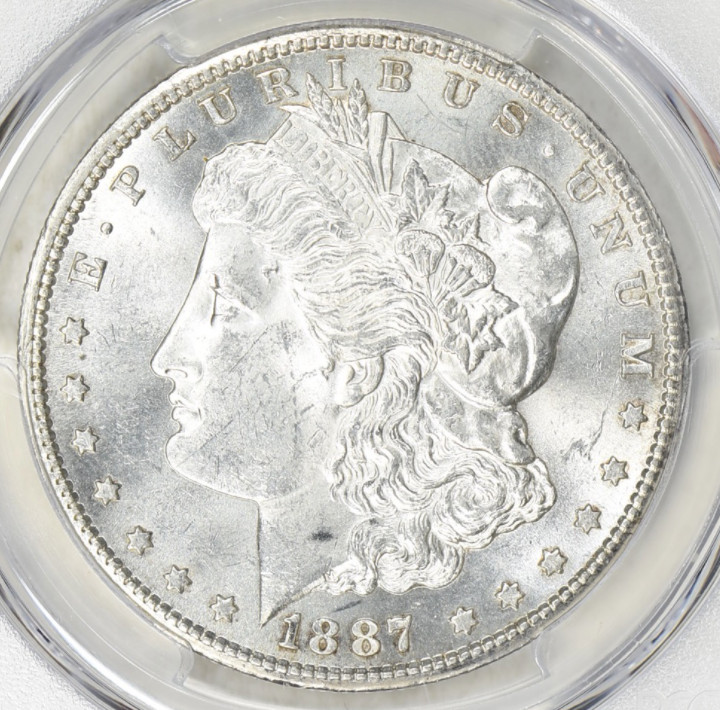 1887-S MORGAN DOLLAR PCGS MS62