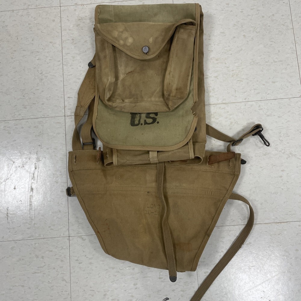 WWI US ARMY M1910 Haversack Combat Backpack Long Co 1918 With Pack Tail Original