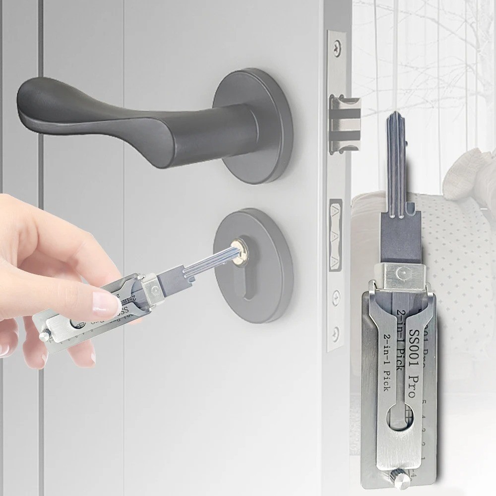 SS001 PRO 2-in-1 Stainless Steel master Key Decoder Portable Lock Tool Kit 1 Pc