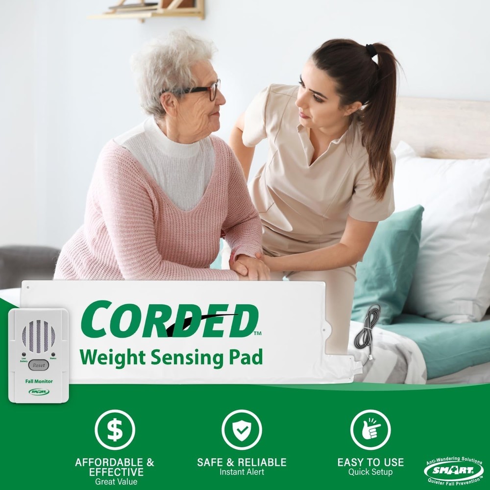 Durable Bed Exit Alert System - 10"x30" Pad for Immediate Senior Fall Prevention
