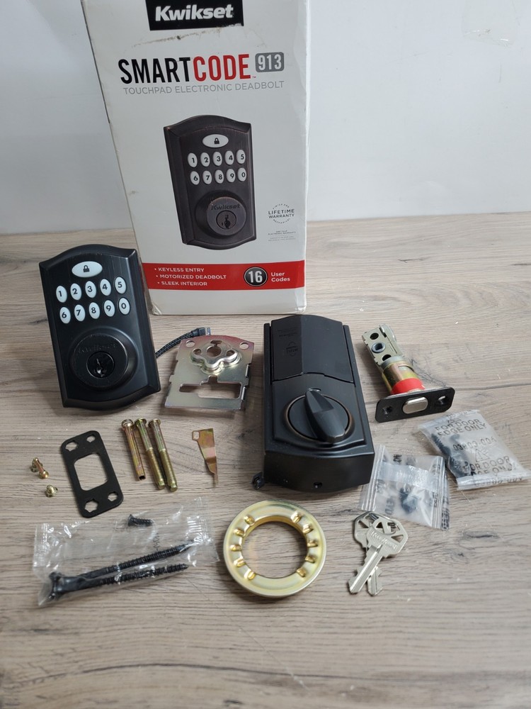 KWIKSET SMARTCODE 913 TOUCHPAD ELECTRONIC DEADBOLT / IRON BLACK FINISH