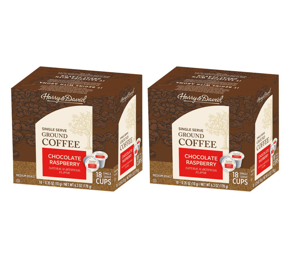 Harry & David Gourmet Coffee, Chocolate Raspberry, 2/18 ct boxes (36 Cups)