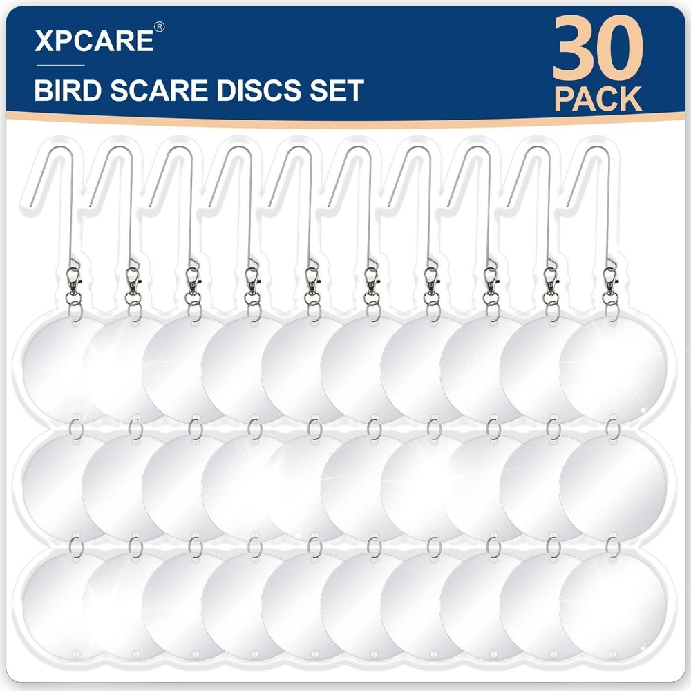 30 Pcs Bird Scare Discs, Reflective Double-Sided Bird Reflectors Upgraded Discs