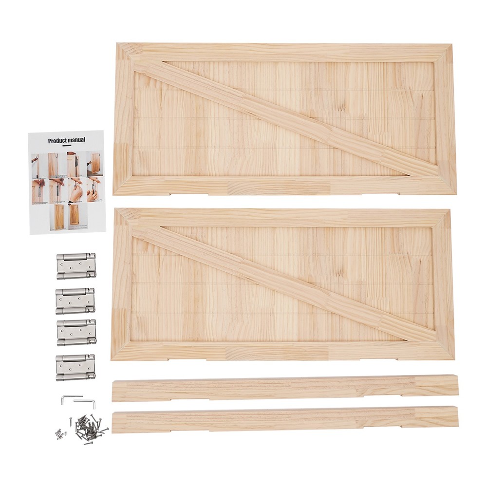 Partition Doors Solid Wood Entrance Partial Door Double-Doors Leaf for Home Yard