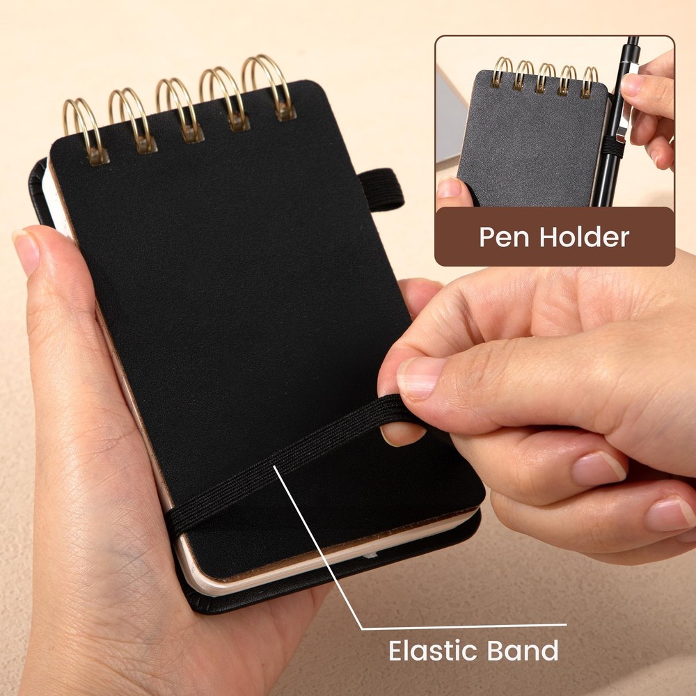 Small Notebooks 3X5 Leather Pocket Notepad 150 Pages Mini Top Spiral Notebook, 1