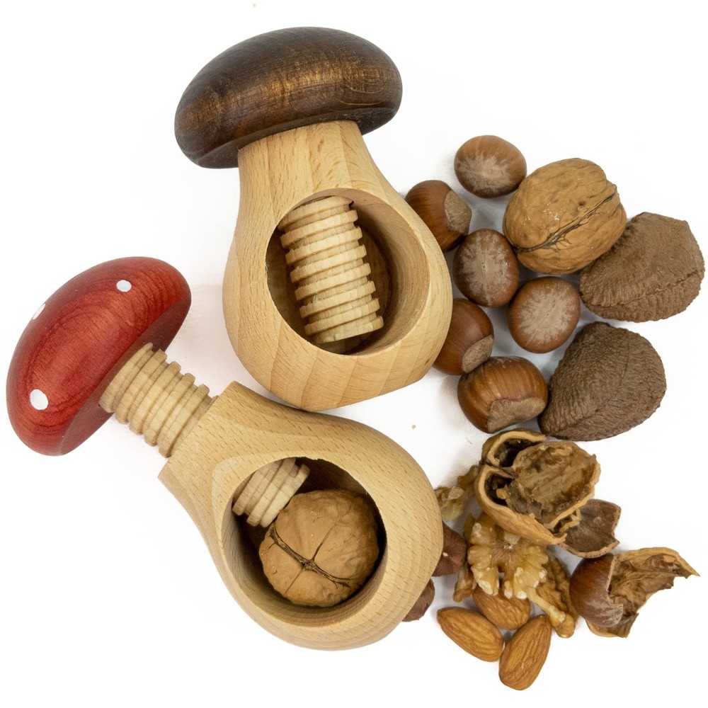“Mushroom & Toadstool” Wooden Nutcracker Set of 2