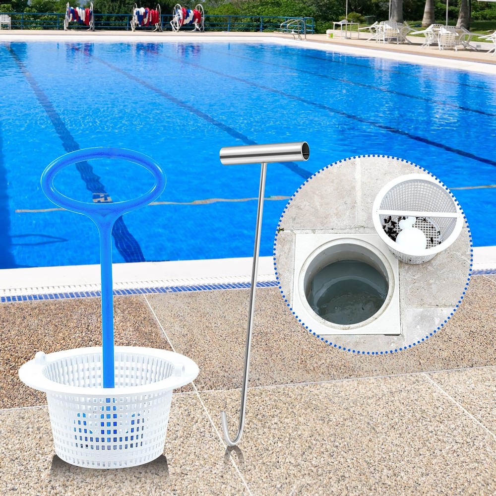 2 Sets Universal Pool Skimmer Basket Handle Hook for Inground Pools