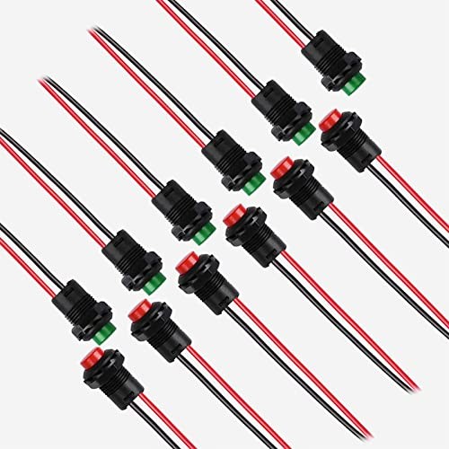 12mm Mini Latching Push Button on Off Switch Prewelded Wire,Self-Locking Micro