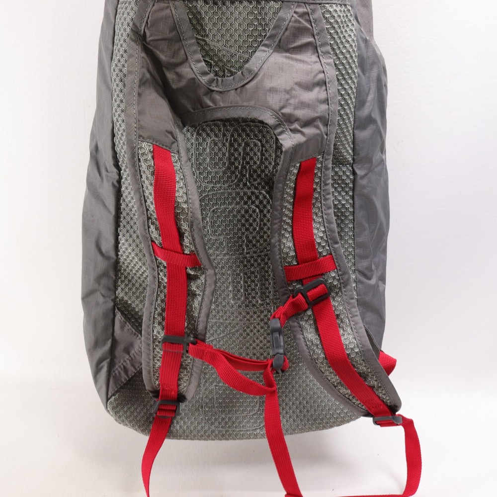 Ascend Backpack Water Resistant Hiking Light Pack Drawstring Folding Gray Nylon