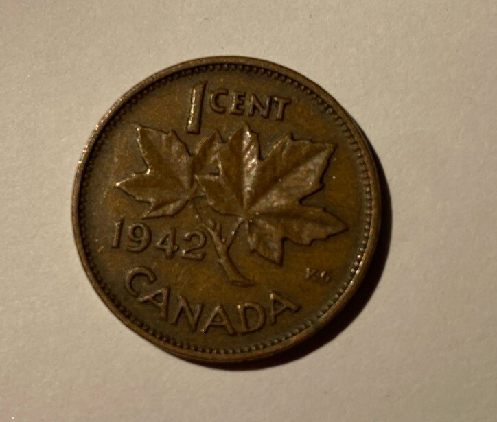 1942 King George VI Canada One Cent Coin