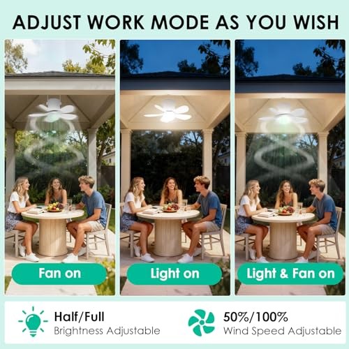 Solar Ceiling Fan Light, Foldable Solar Panel Portable Medium Ceiling Fan