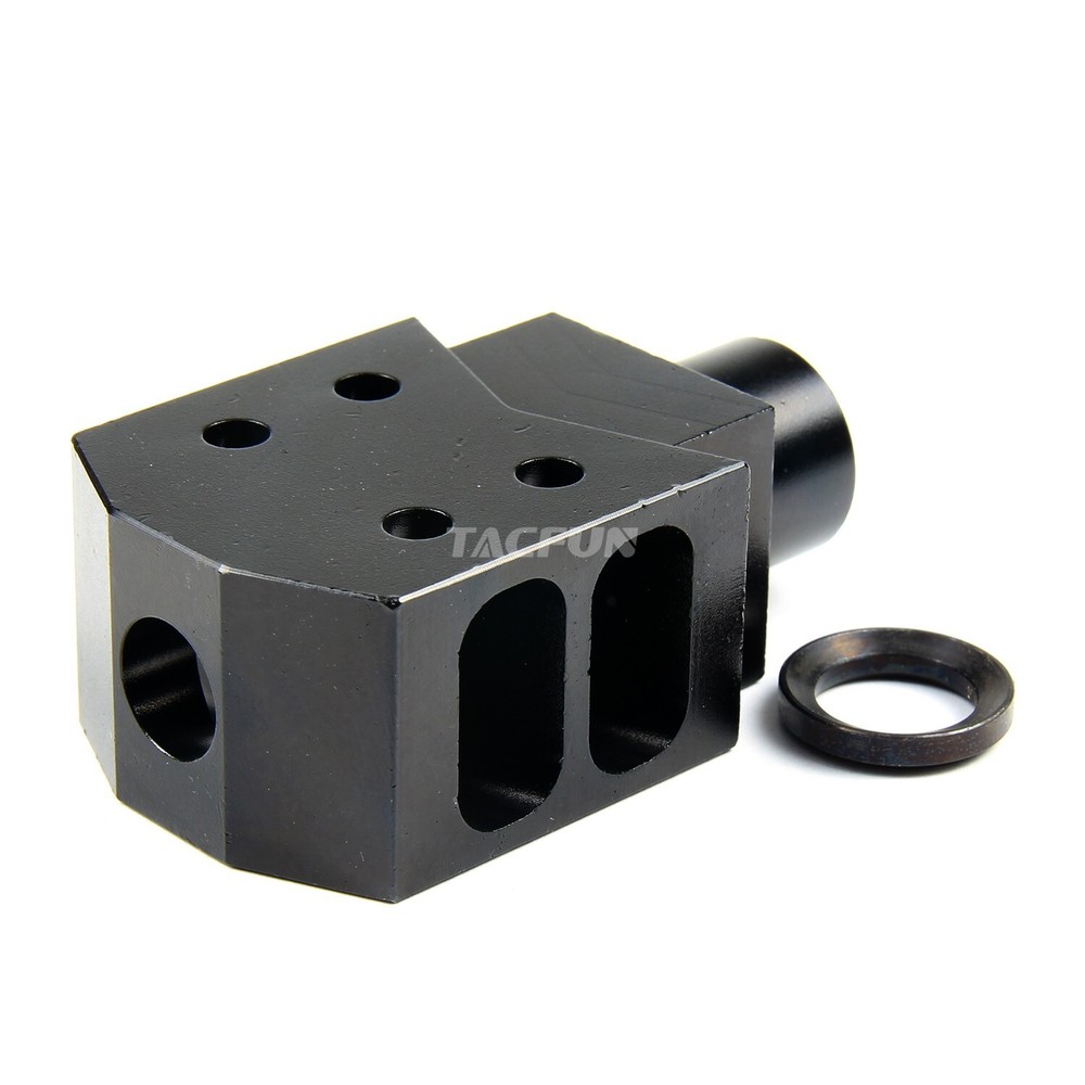 Compact Tanker Style Muzzle Brake 1/2x36 TPI for 9MM