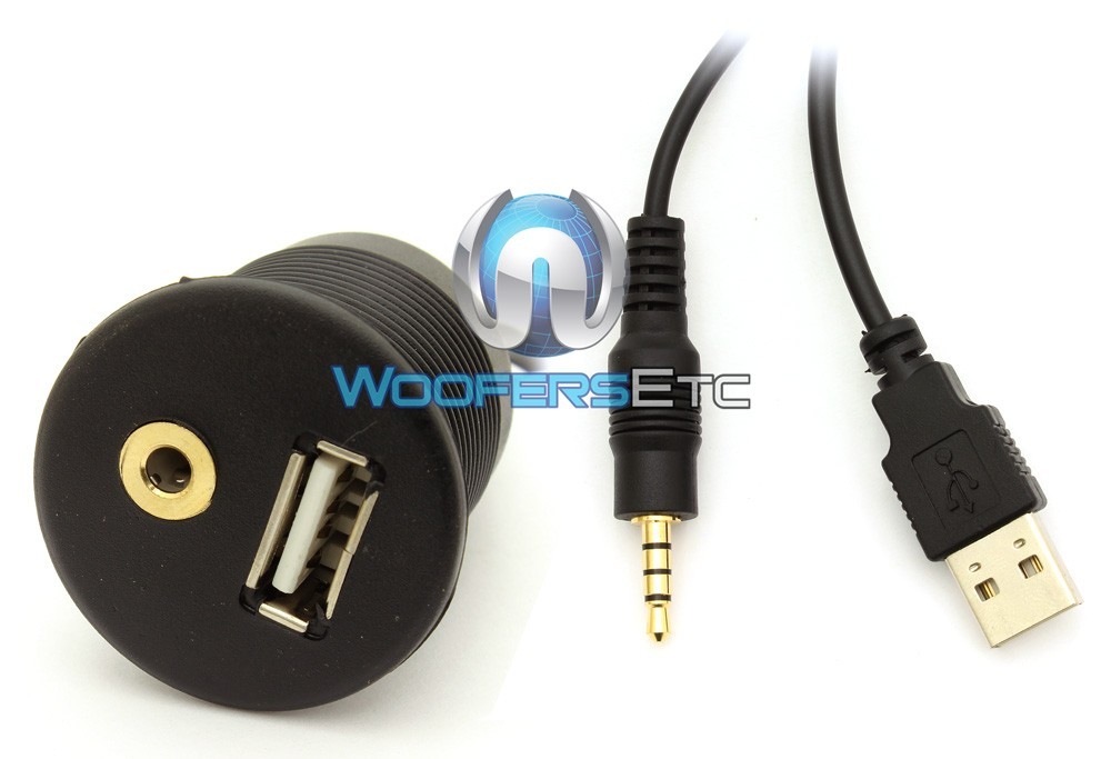 FLUSH MOUNT USB AUX 3.5MM 1/8" HEADPHONE JACK DASH MOUNTING DASHBOARD DOCK INPUT