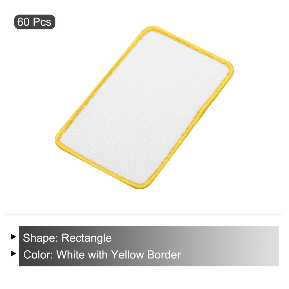 60pcs Sublimation Patch Blank Rectangle White with Yellow Border