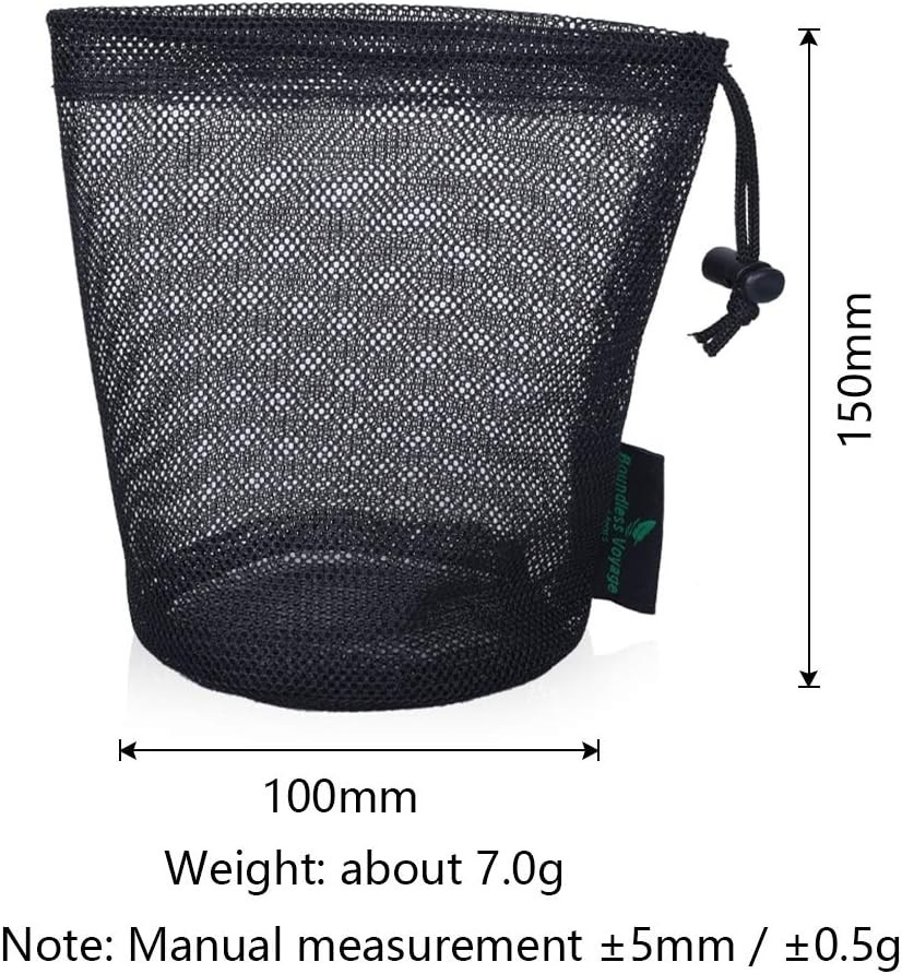Durable 5-Piece Nylon Mesh Stuff Sack Set with Locking Drawstring for Travel