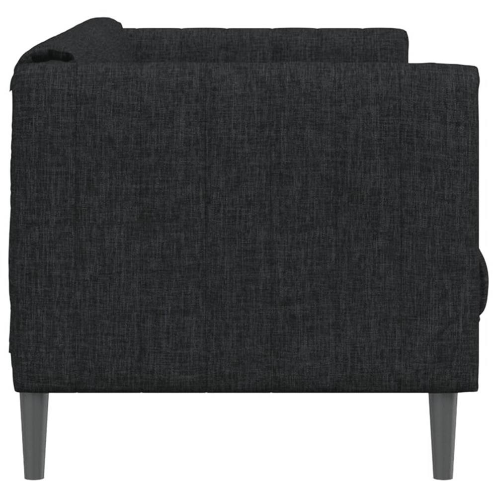 Bowery Hill 3-Seater Rectangular Durable Sofa in Black Polyester