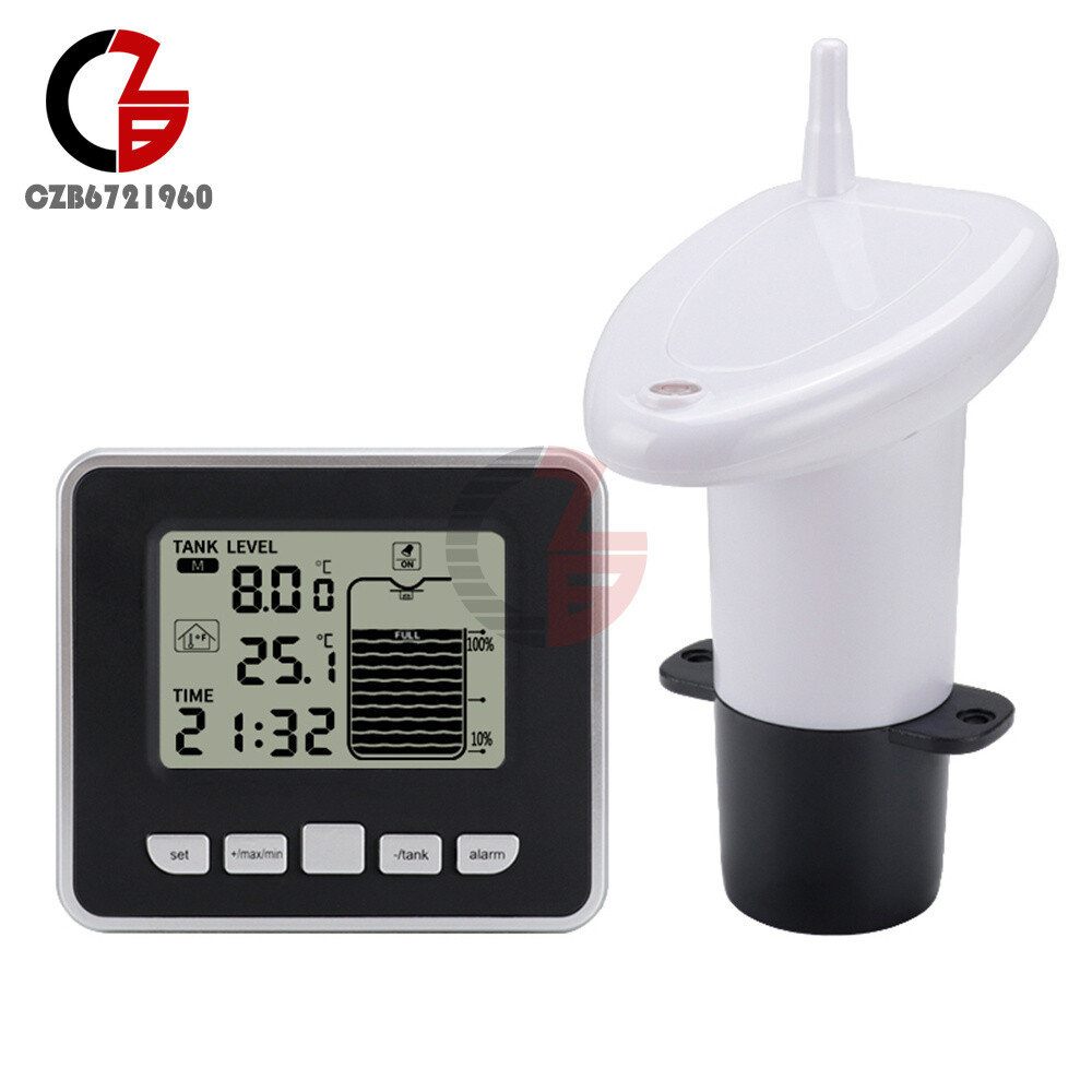 FT002 Ultrasonic Water Tank Liquid Level Meter + Temperature Sensor Time Display