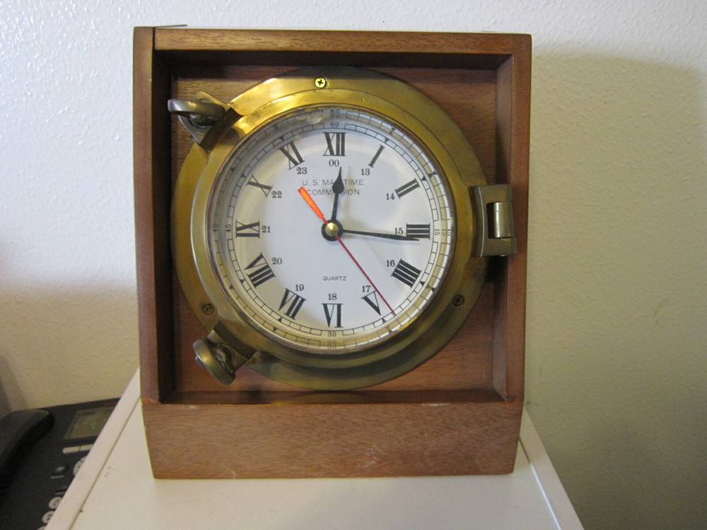 US MARITIME COMMISSION SOLID BRASS Porthole Quartz Clock