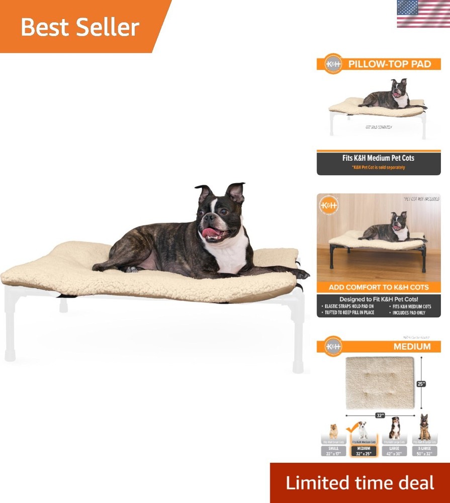 K&H Medium Dog Cot Pad: Pillow-Top Comfort for Elevated Beds - Machine Washable