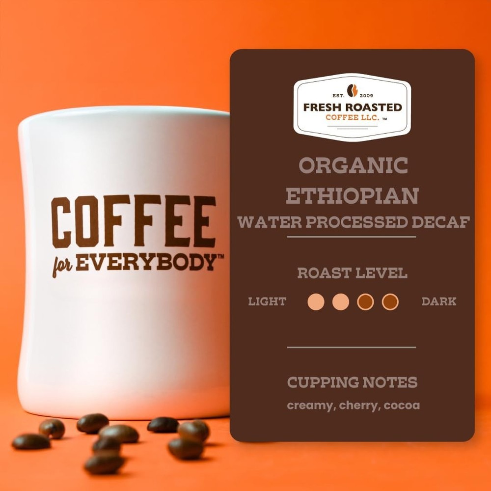 , Organic Ethiopian Sidamo WaterProcessed Decaf | USDA, 100% Single Origin, K...