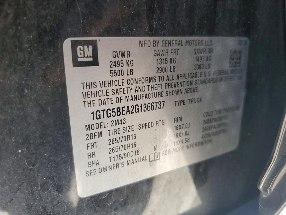 2016 GMC CANYON RR Door Trim Panel