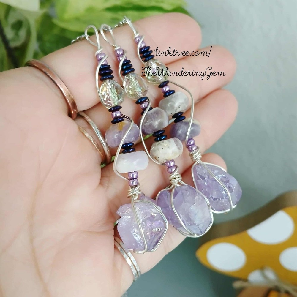 Dowsing Crystal Pendulum, Aura Amethyst Beaded Pendulum, Divination, 9" 1 Piece