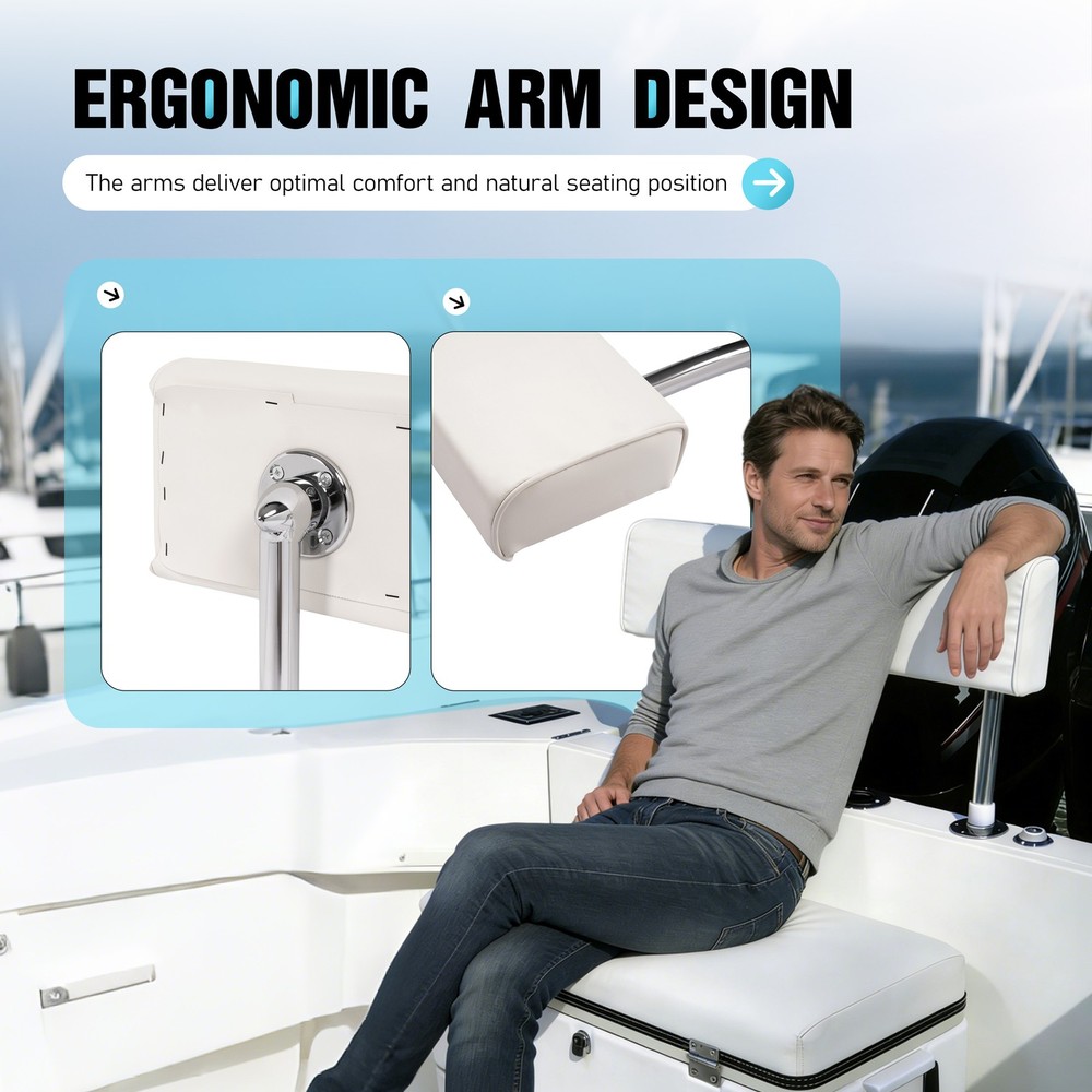 For Universal Leaning Post Backrest with Folding Arms Removable White+Silvery