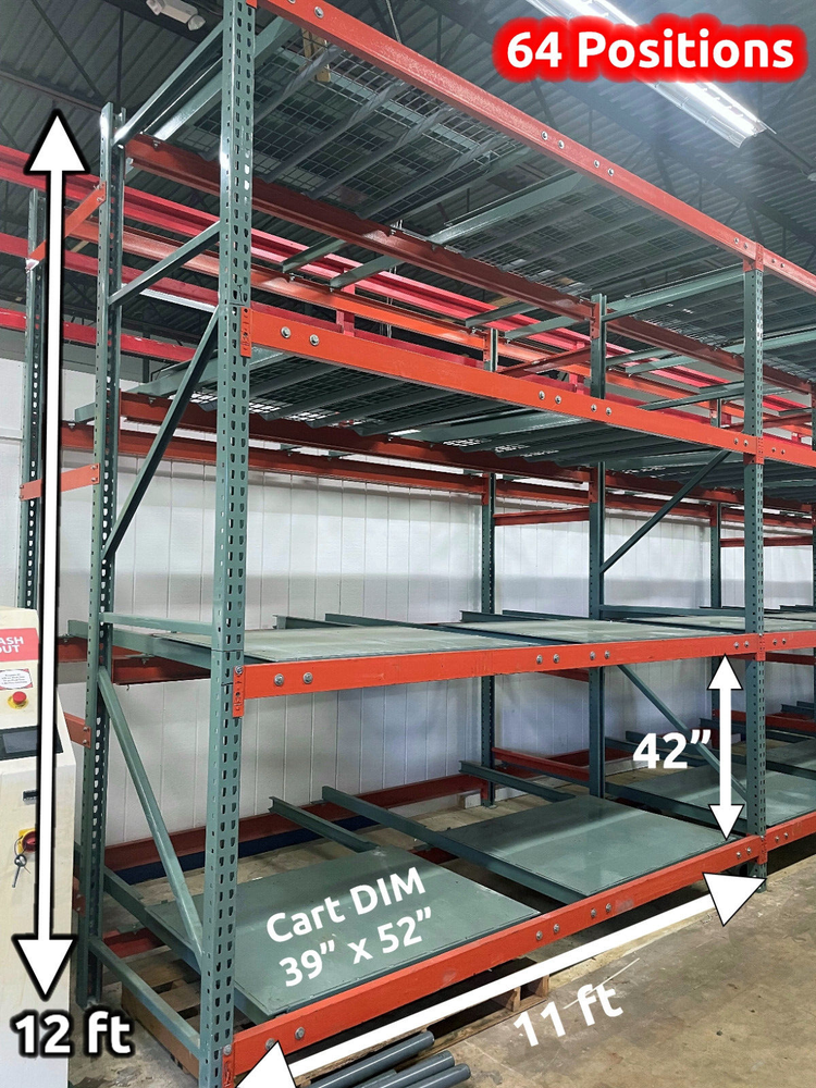4 Levels - 2 Deep Push Back Pallet Racking - Interlake Warehouse Racking System