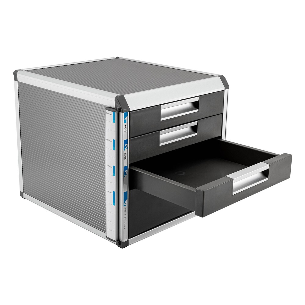 4 Layers Desktop Organizer Drawer Books File Locking Storage Cabinet Office